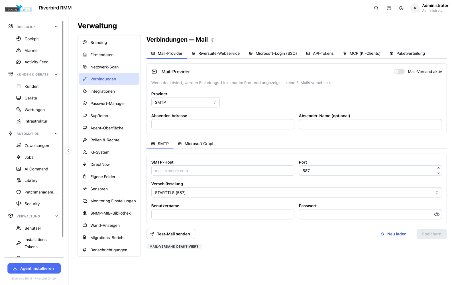 Verbindungen zu Ticketsystemen, Virenschutz, Mail und KI-Clients